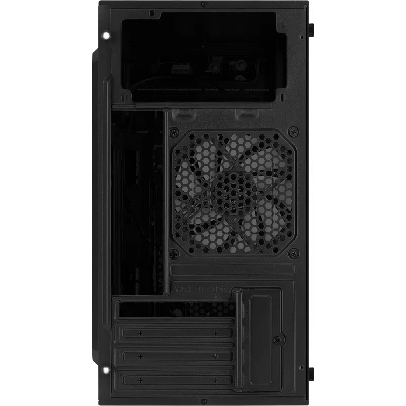 Obudowa PC AEROCOOL CS107V2 Mini Tower — Czarna, microATX/Mini-ITX, 2 wentylatory 120 mm, 1 wnęka 3,5 cala + 2 wnęki 2,5 cala