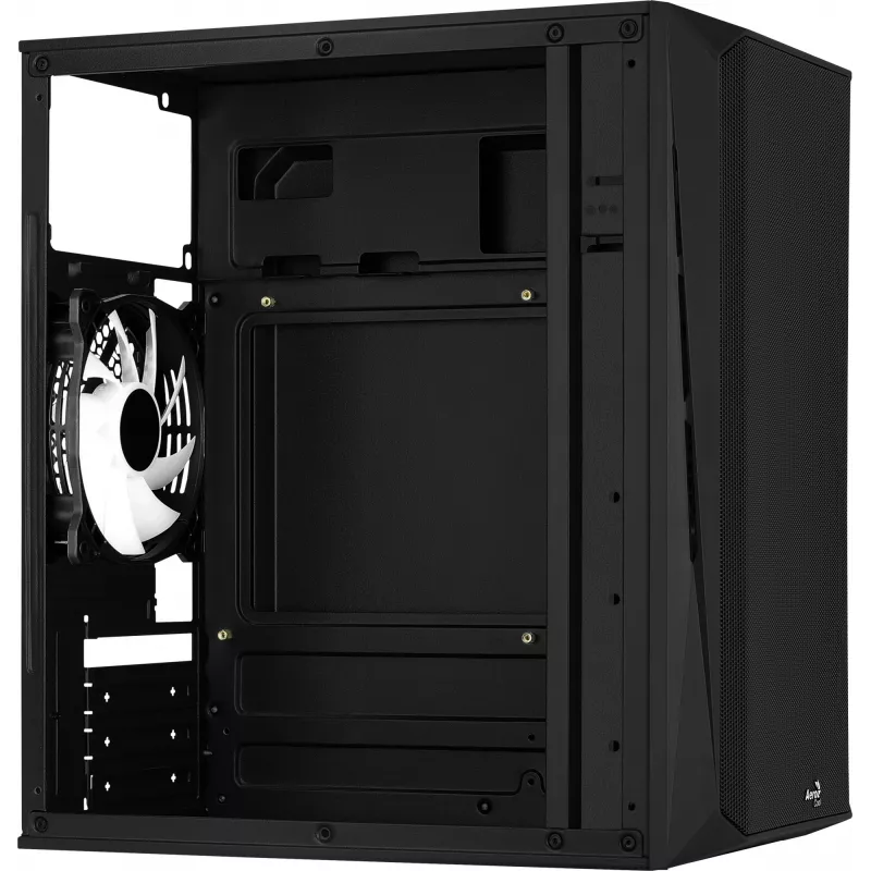 Obudowa PC AEROCOOL CS107V2 Mini Tower — Czarna, microATX/Mini-ITX, 2 wentylatory 120 mm, 1 wnęka 3,5 cala + 2 wnęki 2,5 cala