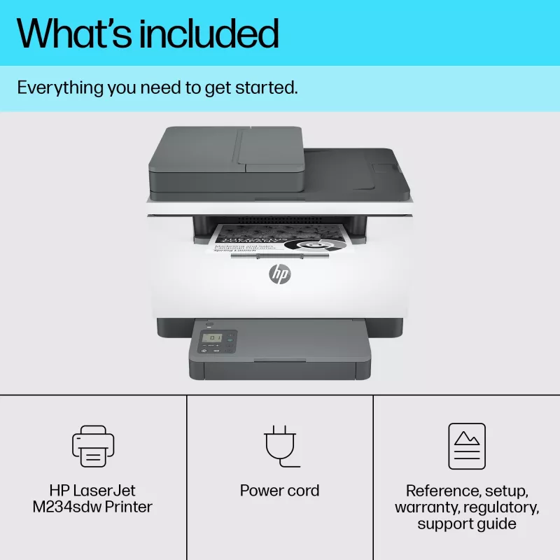 Wielofunkcyjna drukarka laserowa HP LaserJet MFP M234sdw — Mono A4, 29 str./min, Duplex, Wi‑Fi, Ethernet