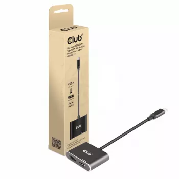 CLUB3D Hub MST USB3.2 Gen2 Type-C(DP Alt-Mode) na DisplayPort + HDMI 4K60Hz M/F