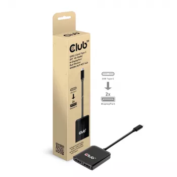 CLUB3D USB3.2 Gen2 Type-C(DP™ Alt-Mode) na DisplayPort™ hub MST dla dwóch monitorów 4K60Hz M/F