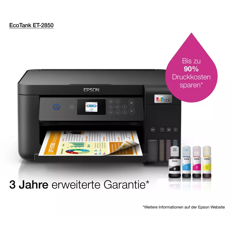 Epson EcoTank ET-2850 A4 Wielofunkcyjna Drukarka Wi-Fi z Zbiornikiem Tuszu