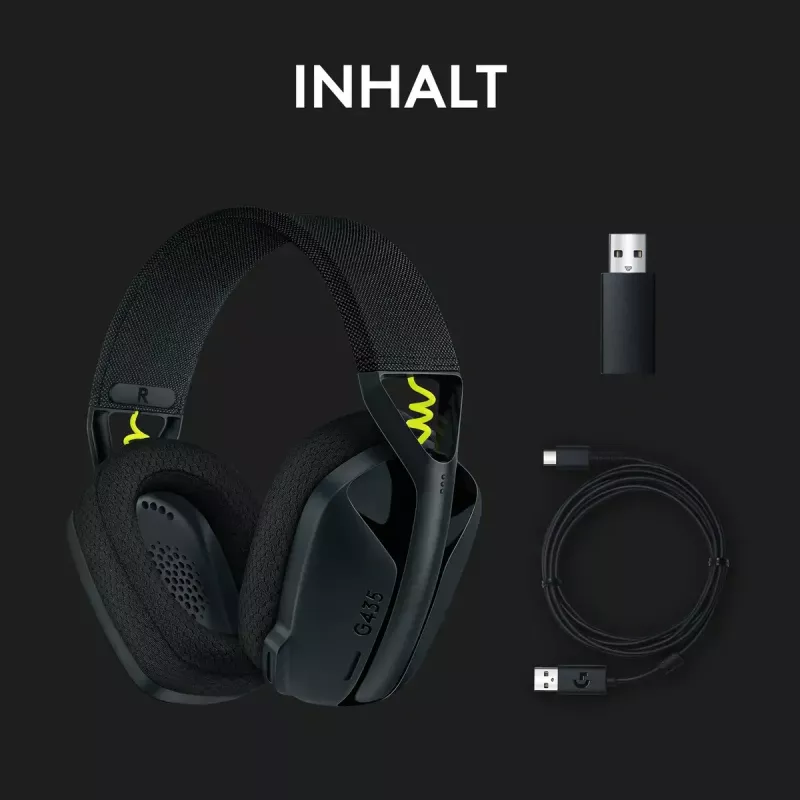 LOGITECH G435 Lightspeed Bezprzewodowy Zestaw Słuchawkowy do Gier - Czarny