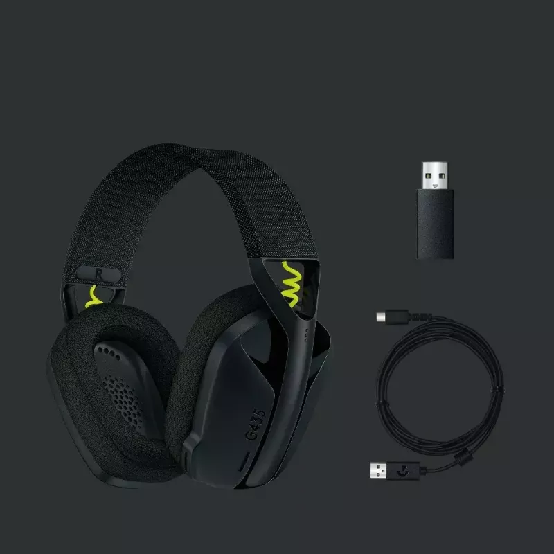 LOGITECH G435 Lightspeed Bezprzewodowy Zestaw Słuchawkowy do Gier - Czarny