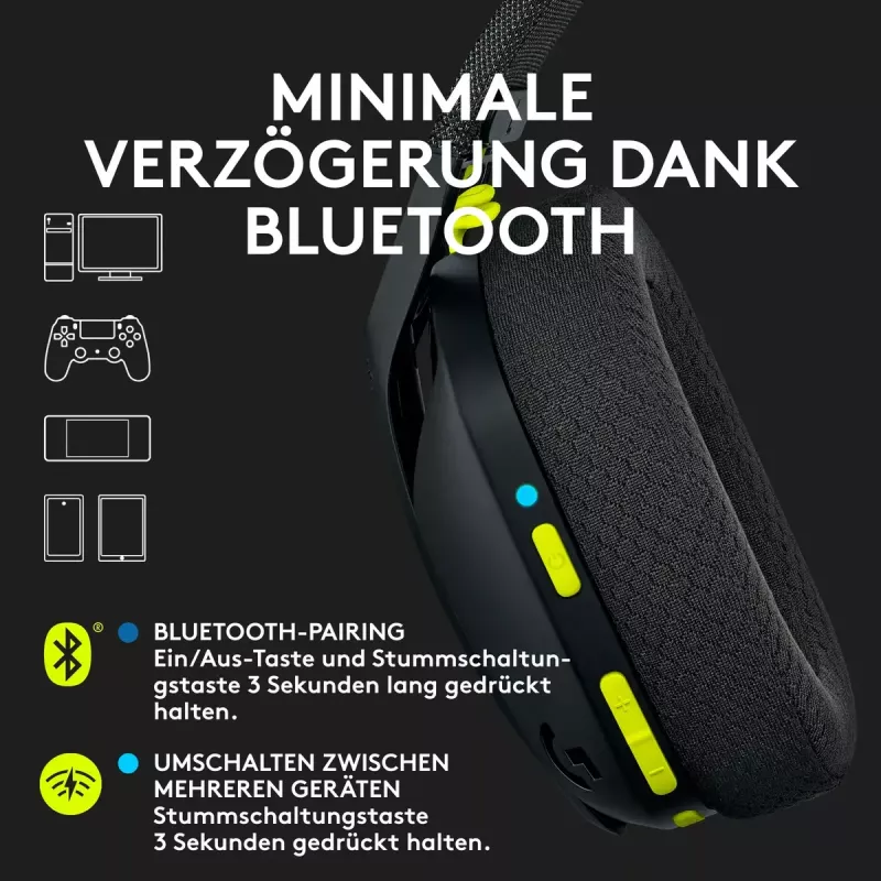 LOGITECH G435 Lightspeed Bezprzewodowy Zestaw Słuchawkowy do Gier - Czarny