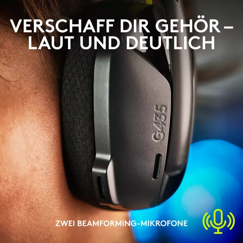 LOGITECH G435 Lightspeed Bezprzewodowy Zestaw Słuchawkowy do Gier - Czarny