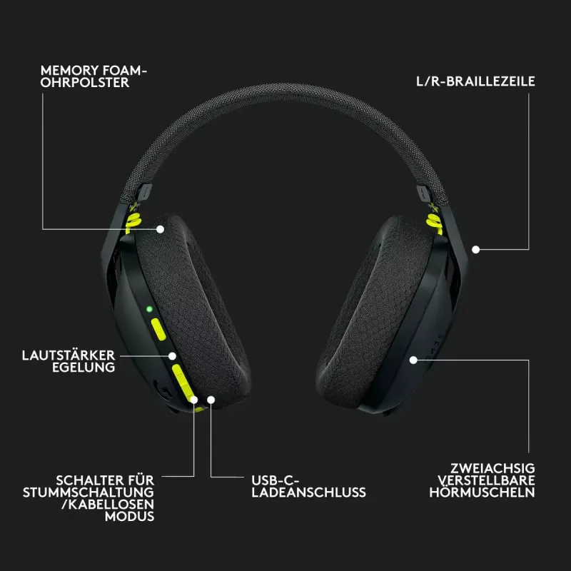 LOGITECH G435 Lightspeed Bezprzewodowy Zestaw Słuchawkowy do Gier - Czarny