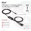 Kabel ładujący CLUB3D USB Type-C, Y do 2x USB Type-C, maks. 100W, 1,83m/6ft M/M