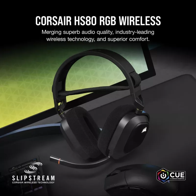 Słuchawki gamingowe CORSAIR HS80 - bezprzewodowe - Carbon
