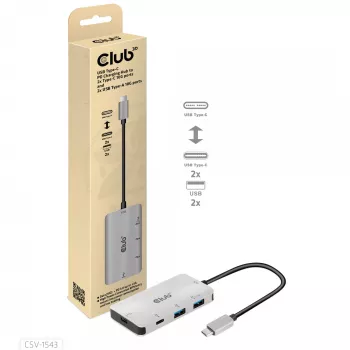 CLUB3D USB Gen2 Type-C PD Charging Hub do 2x Type-C 10G portów i 2x USB Type-A 10G portów
