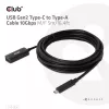 Kabel CLUB3D USB Gen2 Type-C na Type-A 10Gbps M/F 5m/16.4ft