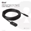 Kabel CLUB3D USB Gen2 Type-C na Type-A 10Gbps M/F 5m/16.4ft