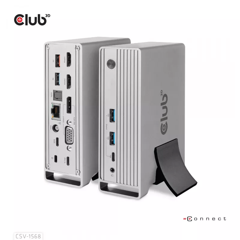 Stacja dokująca CLUB3D CSV-1568 Metalowa obudowa USB Gen2 Type-C USB Gen2 Type-A HDMI DP VGA RJ45 120W