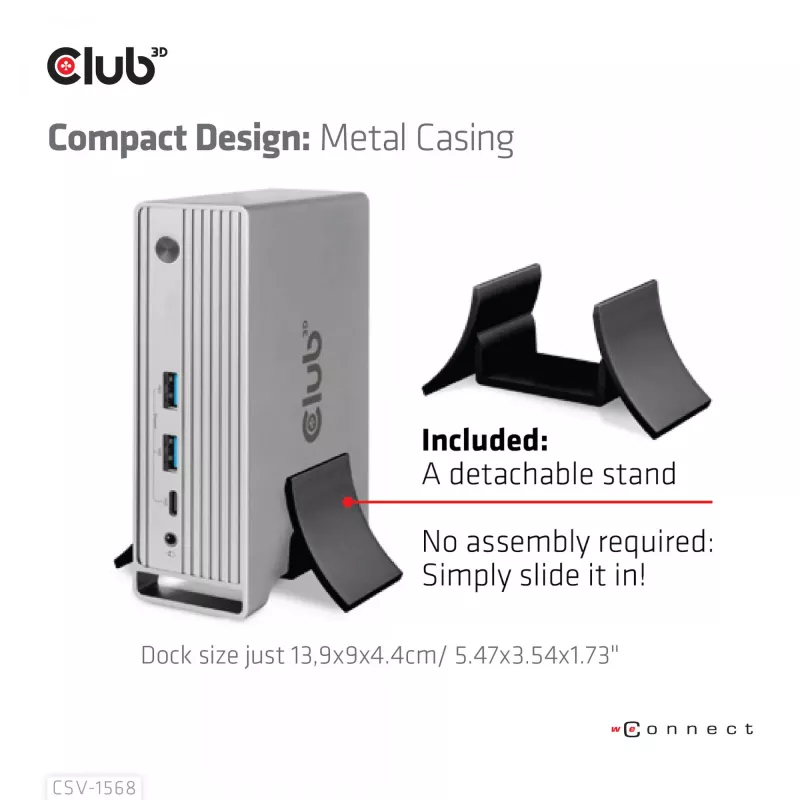 Stacja dokująca CLUB3D CSV-1568 Metalowa obudowa USB Gen2 Type-C USB Gen2 Type-A HDMI DP VGA RJ45 120W