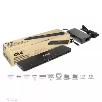 Stacja dokująca CLUB3D USB Gen1 Type-C Triple Display DP Alt mode Displaylink z dynamicznym ładowaniem PD i zasilaczem 120 W