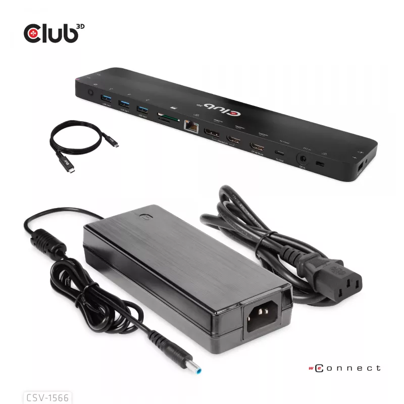 Stacja dokująca CLUB3D USB Gen1 Type-C Triple Display DP Alt mode Displaylink z dynamicznym ładowaniem PD i zasilaczem 120 W