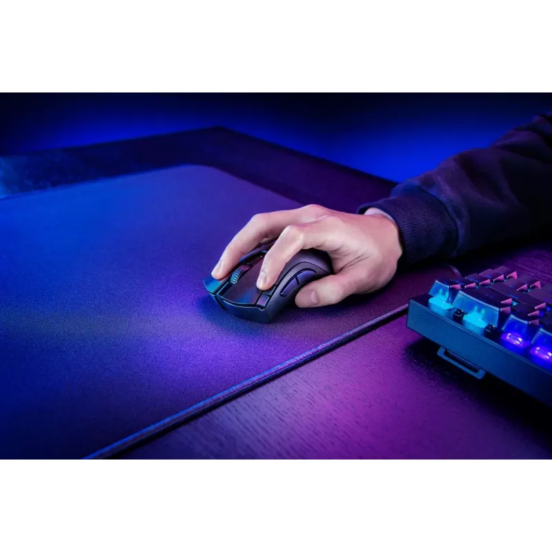 Mysz gamingowa Razer DeathAdder V2 X HyperSpeed — praworęczna, bezprzewodowa 2,4 GHz/Bluetooth, 14 000 DPI, 7 przycisków, bateria AA, 103 g, czarna