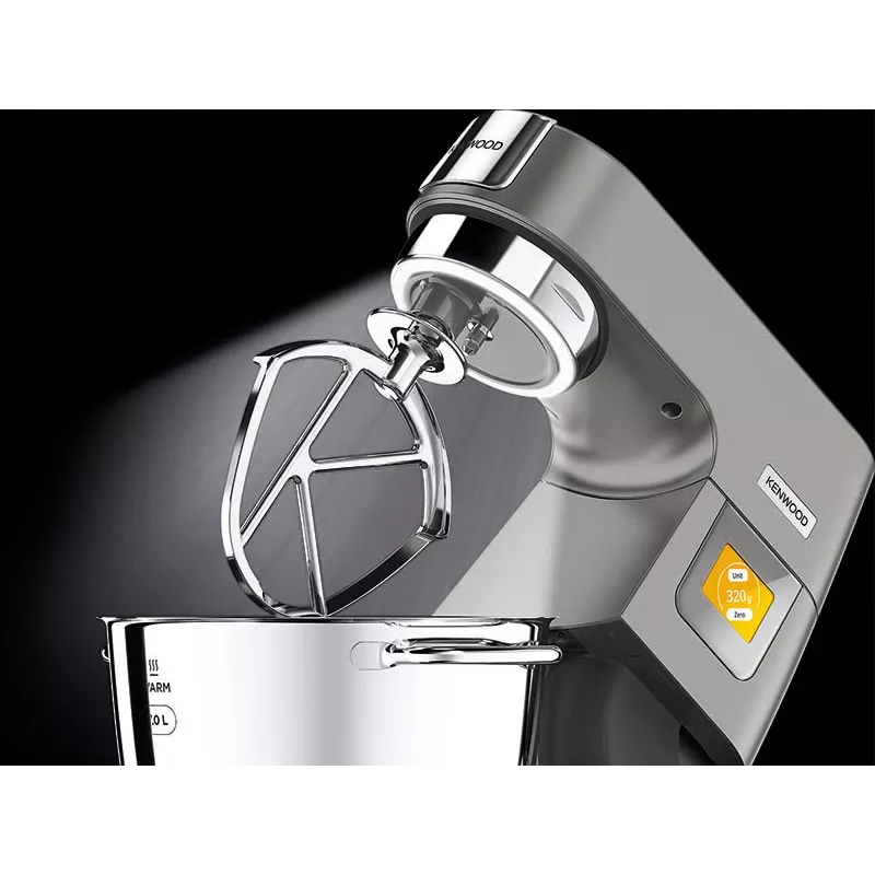 Mikser planetarny Kenwood KWL90.004SI — 1400 W, misa 7 L ze stali nierdzewnej, sterowanie dotykowe, wbudowana waga, srebrny