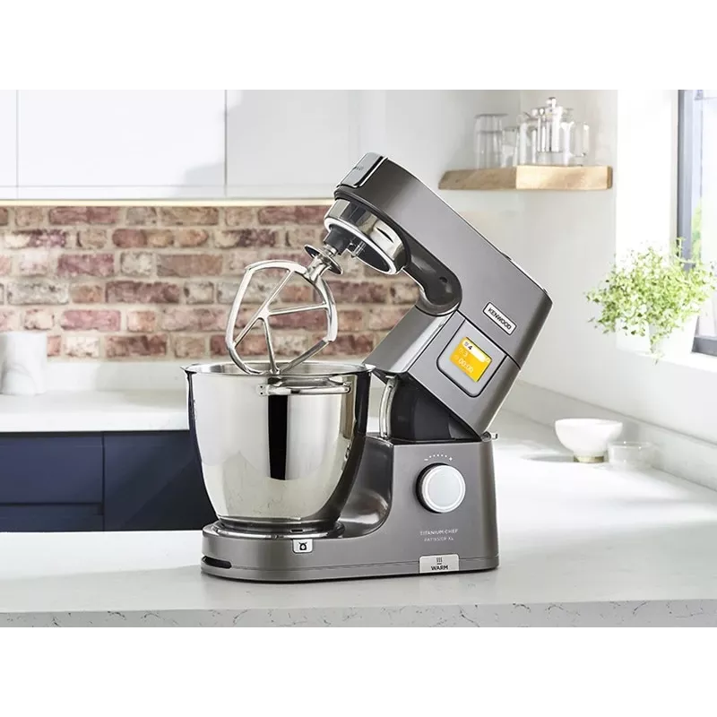 Mikser planetarny Kenwood KWL90.004SI — 1400 W, misa 7 L ze stali nierdzewnej, sterowanie dotykowe, wbudowana waga, srebrny