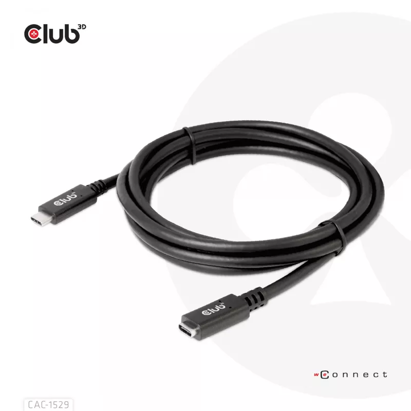 CLUB3D USB Gen1 Type-C Przedłużacz 5Gbps 60W(20V/3A) 4K60Hz M/F 2m/6.56ft