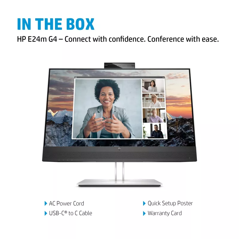 Monitor konferencyjny HP E24m G4 FHD USB-C, 60,5 cm (23,8 cala), 1920 x 1080 pikseli, Full HD, LCD, 5 ms, czarny