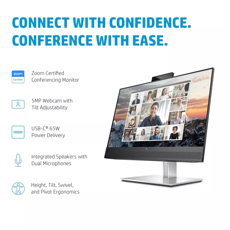 Monitor konferencyjny HP E24m G4 FHD USB-C, 60,5 cm (23,8 cala), 1920 x 1080 pikseli, Full HD, LCD, 5 ms, czarny