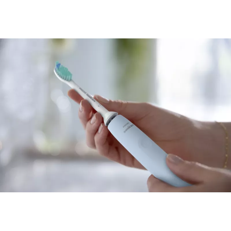 Soniczna szczoteczka elektryczna Philips HX3651/12 — tryb miękki, wbudowana bateria Li‑Ion, 1 końcówka, biało-niebieska