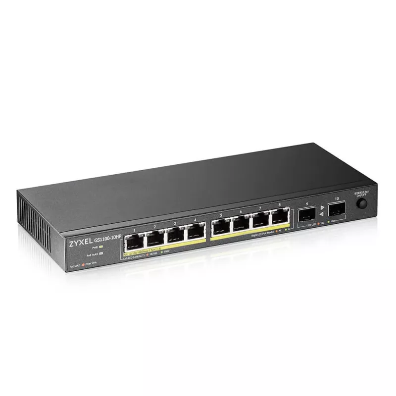 Zyxel GS1100-10HP v2 Niezarządzalny Gigabit Ethernet (10/100/1000) Power over Ethernet (PoE) Czarny