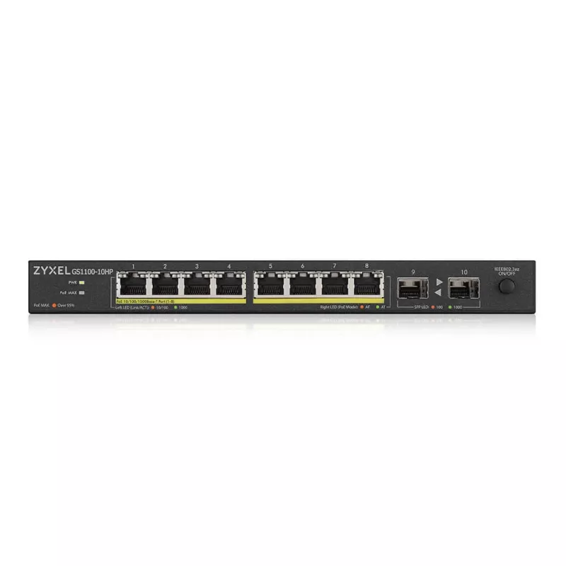 Zyxel GS1100-10HP v2 Niezarządzalny Gigabit Ethernet (10/100/1000) Power over Ethernet (PoE) Czarny