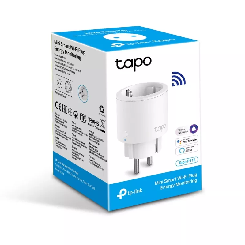 TP-Link Tapo Mini Smart Wi-Fi Socket, Energy Monitoring, Indoor, biały, Status, Wireless, Wi-Fi, 802.11b, 802.11g, Wi-Fi 4 (802.11n)