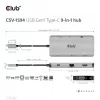 HUB CLUB3D USB Gen1 Type-C 9-in-1 z HDMI, VGA, 2x USB Gen1 Type-A, RJ45, slotami kart SD/Micro SD oraz żeńskim portem USB Gen1 Type-C