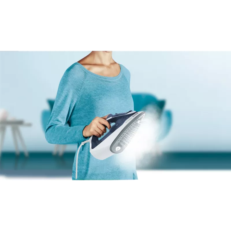 Żelazko Tefal Express Steam FV2837 suche i parowe, stopa Cerilium, 2400 W, niebieski, szary, biały