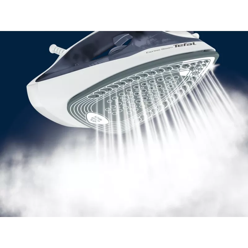 Żelazko Tefal Express Steam FV2837 suche i parowe, stopa Cerilium, 2400 W, niebieski, szary, biały