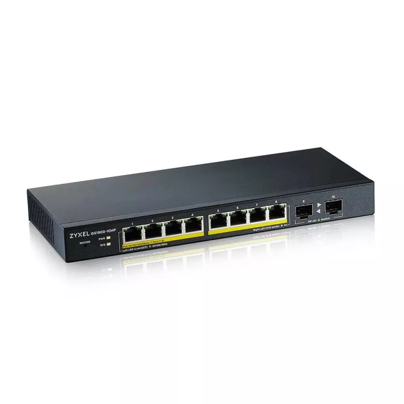 Zyxel GS1900-10HP Zarządzalny przełącznik L2 Gigabit Ethernet (10/100/1000) Power over Ethernet (PoE) Czarny