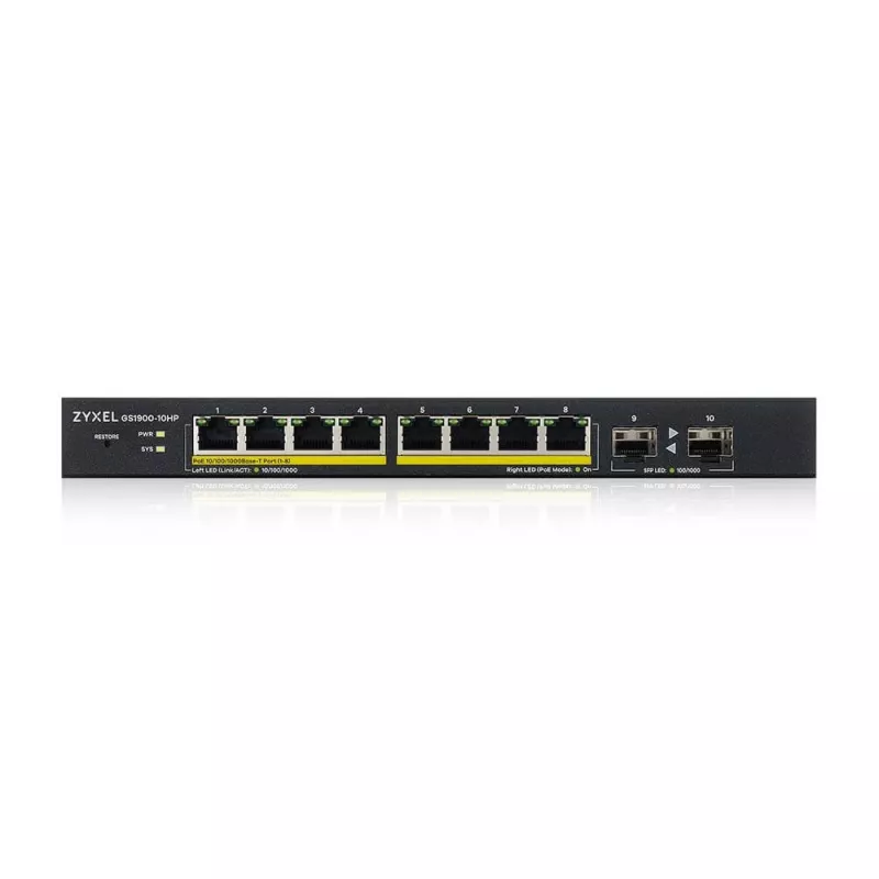 Zyxel GS1900-10HP Zarządzalny przełącznik L2 Gigabit Ethernet (10/100/1000) Power over Ethernet (PoE) Czarny