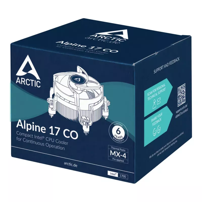ARCTIC Alpine 17 CO Chłodnica powietrza procesora 9,2 cm Czarny, Srebrny 1 szt.