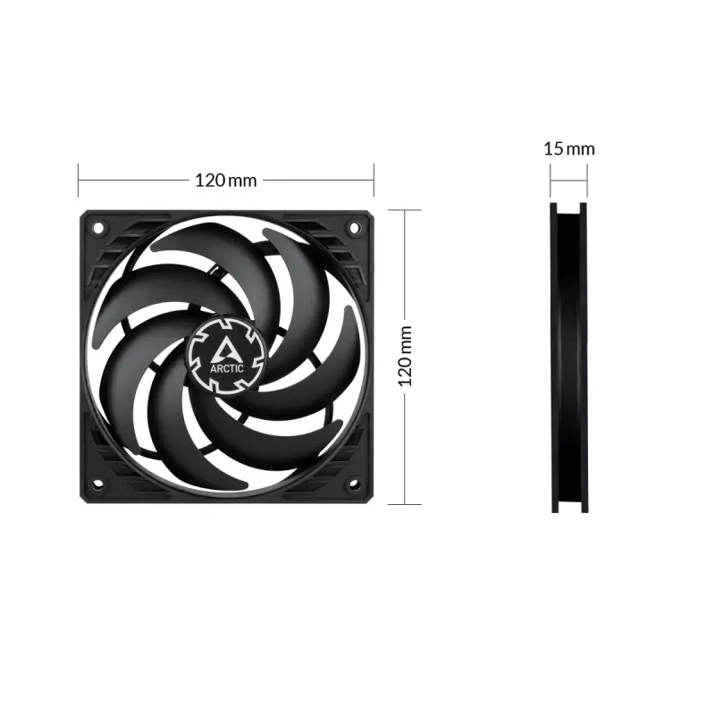 ARCTIC P12 Slim PWM PST Wentylator 120 mm zoptymalizowany pod kątem ciśnienia, z wbudowanym kablem Y