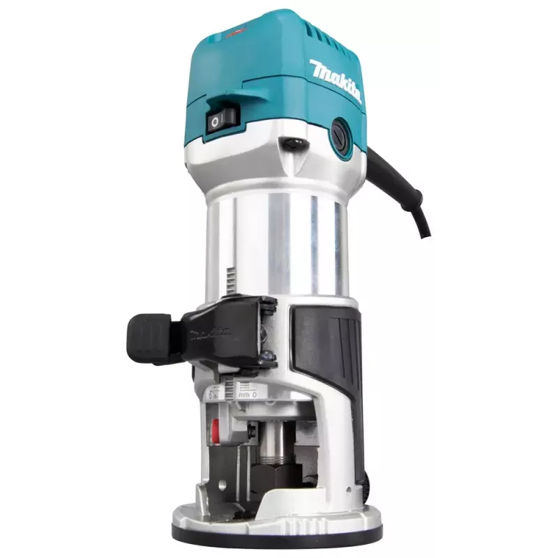 Frezarka Makita RT0702CX2J — 710 W, 10 000–34 000 obr./min, tuleja 8 mm, głębokość 0–40 mm, 1,8 kg