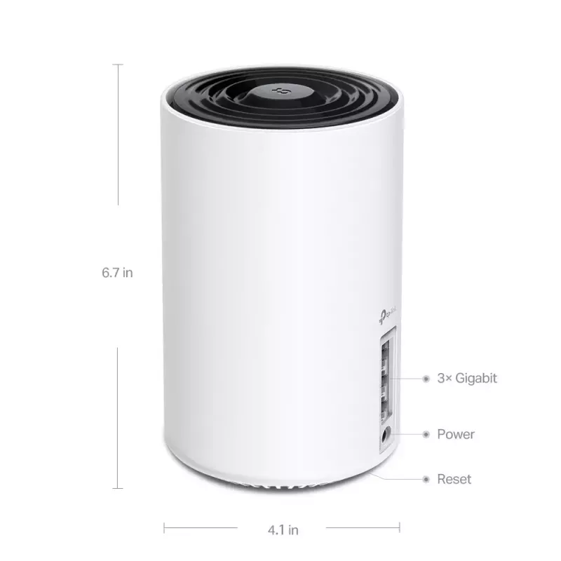 Router TP‑LINK AXE5400 Mesh Wi‑Fi 6E system — Tri‑Band 2.4/5/6 GHz, zasięg do 670 m², 3× LAN, 4 anteny wewnętrzne