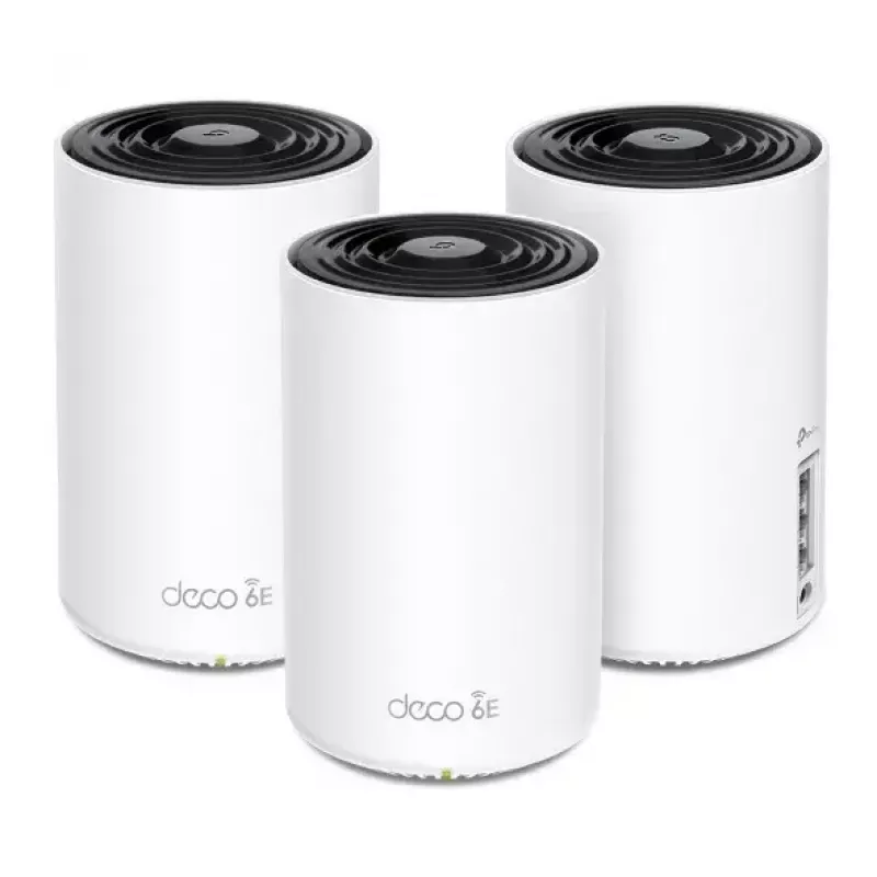 Router TP‑LINK AXE5400 Mesh Wi‑Fi 6E system — Tri‑Band 2.4/5/6 GHz, zasięg do 670 m², 3× LAN, 4 anteny wewnętrzne