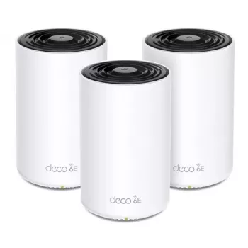 Router TP‑LINK AXE5400 Mesh Wi‑Fi 6E system — Tri‑Band 2.4/5/6 GHz, zasięg do 670 m², 3× LAN, 4 anteny wewnętrzne