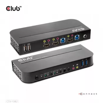 Przełącznik KVM CLUB3D CSV-1382 Dual HDMI 4K 60Hz USB