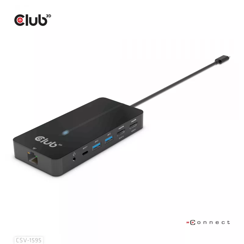 CLUB3D Hub 7-w-1 Type-C z 2x HDMI, 2x USB Gen1 Type-A, 1x RJ45, 1x Audio 3.5mm, 1x USB Gen1 Type-C 100W żeńskie