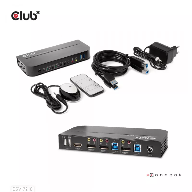 Przełącznik KVM CLUB3D DisplayPort/HDMI dla podwójnego DisplayPort 4K 60Hz