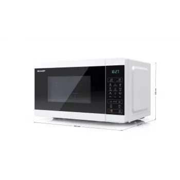 Kuchenka mikrofalowa Sharp YC-MG02E-W niebieska, biała, wolnostojąca, 20 L, 800 W