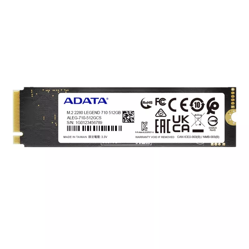 Dysk SSD M.2 ADATA LEGEND 710 512GB NVMe PCIe 3.0 x4, 2400/1000 MB/s, 3D NAND, AES-256, TBW 130