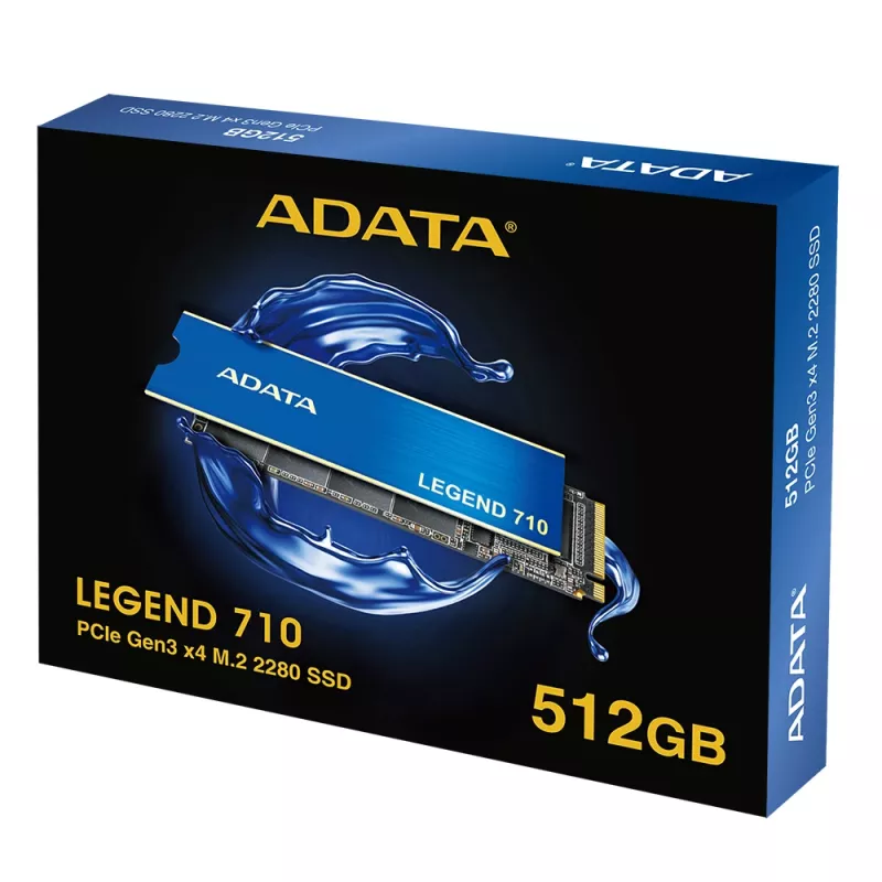 Dysk SSD M.2 ADATA LEGEND 710 512GB NVMe PCIe 3.0 x4, 2400/1000 MB/s, 3D NAND, AES-256, TBW 130