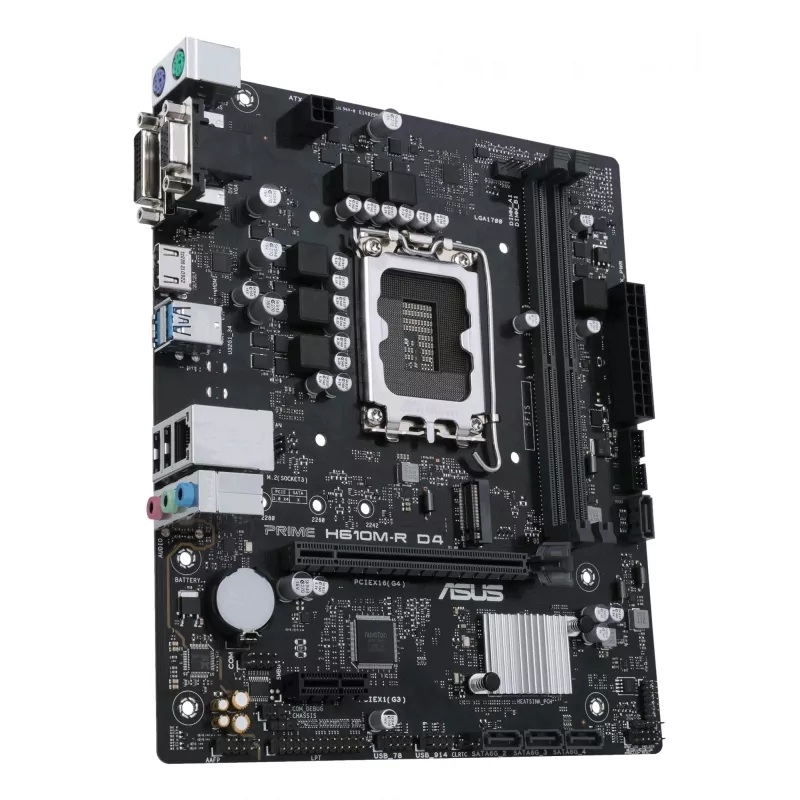 Płyta główna ASUS PRIME H610M-R D4 — Intel H610, LGA 1700, Micro ATX, DDR4, 2 DIMM (do 64 GB), M.2 i SATA III, USB Type-A