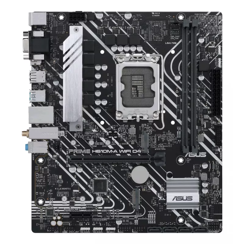 Płyta główna ASUS PRIME H610M-A WIFI D4 — Intel H610, LGA1700, micro ATX, DDR4, 2x DIMM, Wi‑Fi 5, Bluetooth 5.0, 2x M.2, HDMI 2.1, DP 1.4
