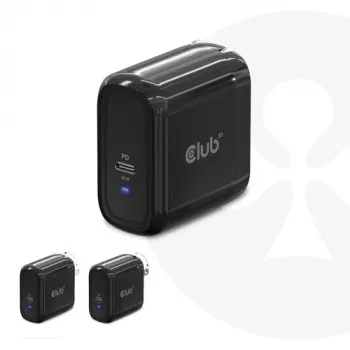 CLUB3D Travel Charger 65W technologia GAN, jeden port USB Type-C, obsługa Power Delivery (PD) 3.0
